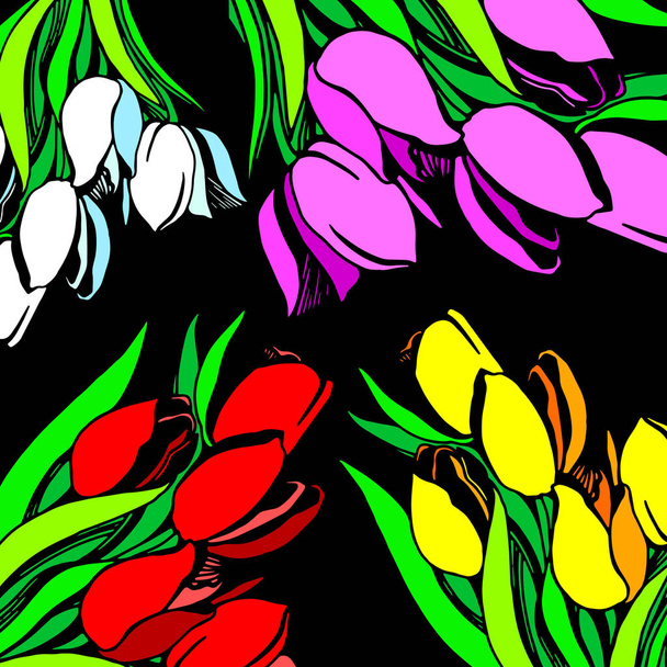 vector floral illustration nature tulip green spring - Διάνυσμα, εικόνα