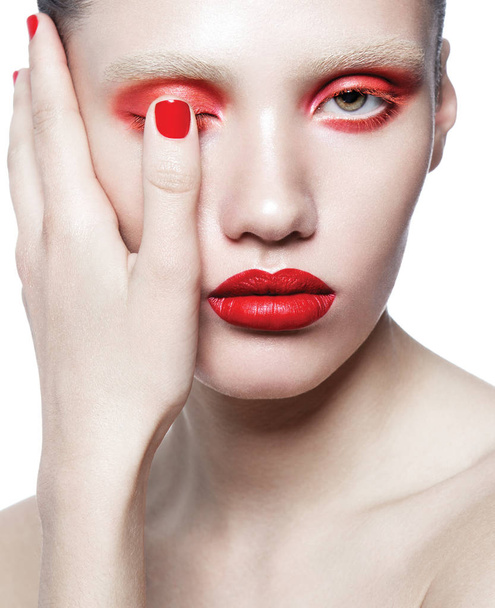 Woman with bright make-up and manicure - Foto, Imagen