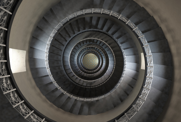 10'th floor of vintage spiral staircase - Photo, Image