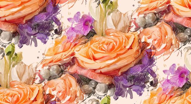 Seamless pattern with different  flowers - Photo, Image