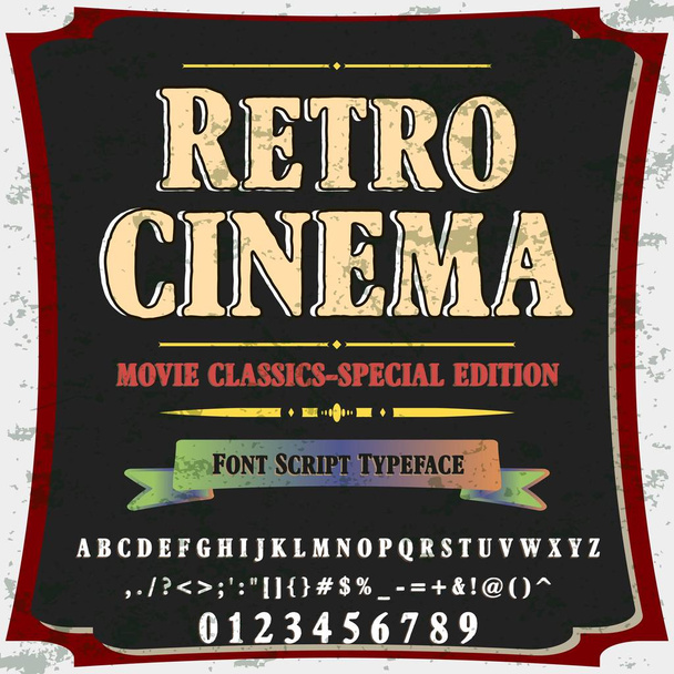 retro cinema Font script typeface set Brush painted characters  lowercase and uppercase - Handwritten script font Typography -alphabet for -your -designs - Vector, Image