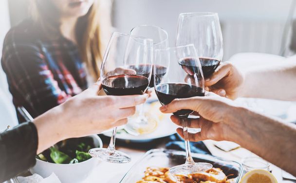 Friends with glasses of wine - Фото, изображение