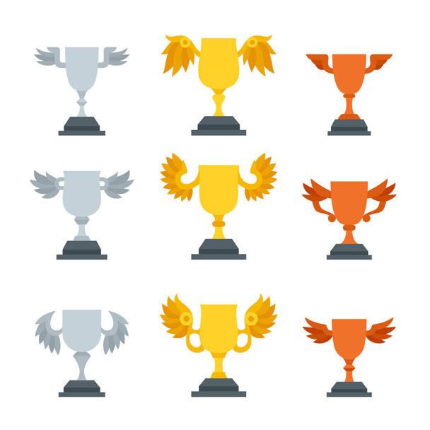 winnaar cups icons set - Vector, afbeelding