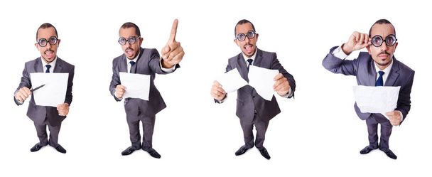 Funny businessman isolated on the white - Photo, Image