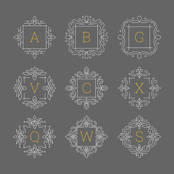 elementos de adorno y letras de monograma
 - Vector, imagen
