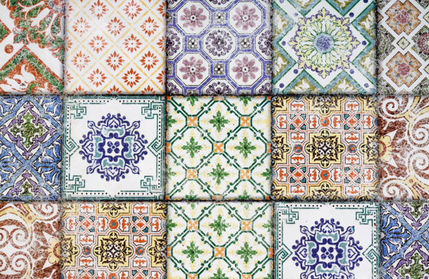 Colorful ceramic tiles wall and floor decoration patterns. - Photo, Image