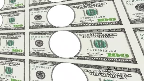 Billetes de 100 dólares sin rostro en perspectiva 3d
 - Metraje, vídeo