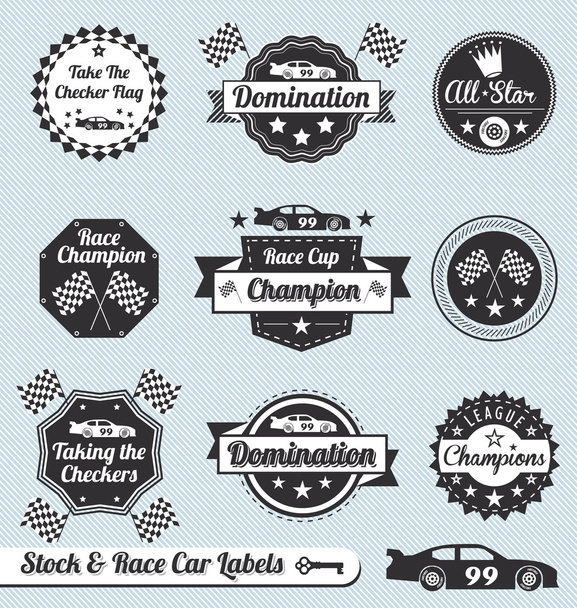 ベクトルセット：レースカーチャンピオンラベルやバッジ - ベクター画像