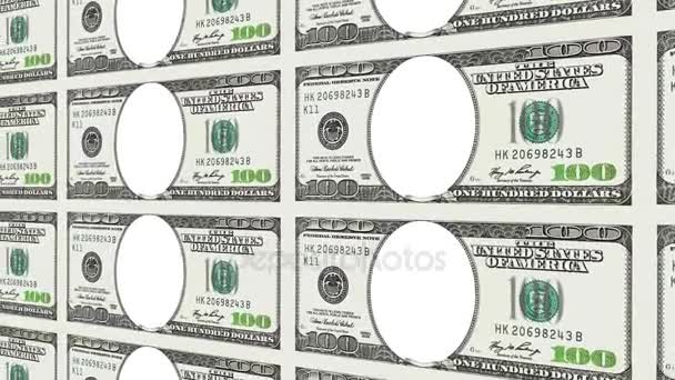 100 dollar bills with no face in 3d perspective - Footage, Video