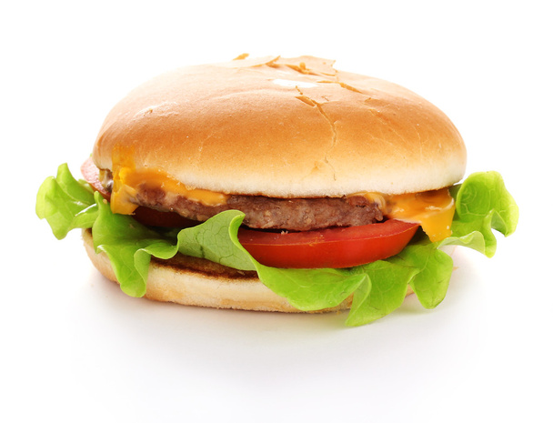 Tasty cheeseburger isolated on white - Foto, afbeelding