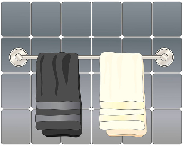 Kylpyhuoneen pyyhkeet pyyhe rautatie
 - Vektori, kuva
