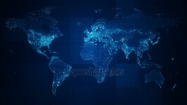 Global Blue World Map Loop - Footage, Video