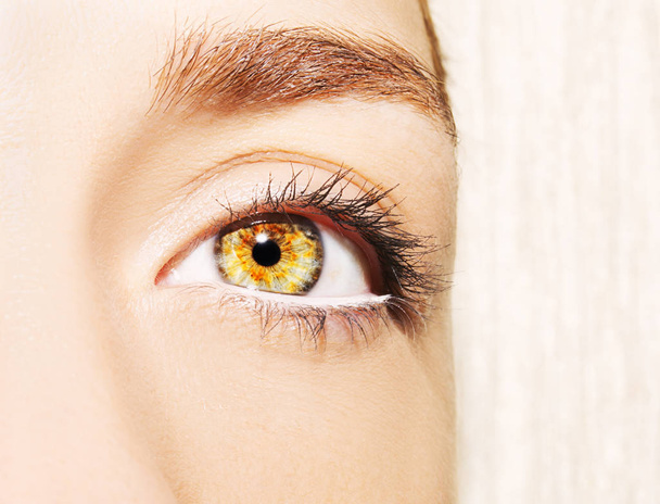 Um olhar bonito e perspicaz olho de mulher. Fechar tiro - Foto, Imagem