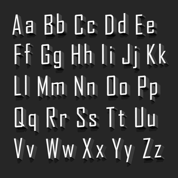 3d alfabeto definir fonte branca em um fundo preto. Ilustração vetorial
 - Vetor, Imagem