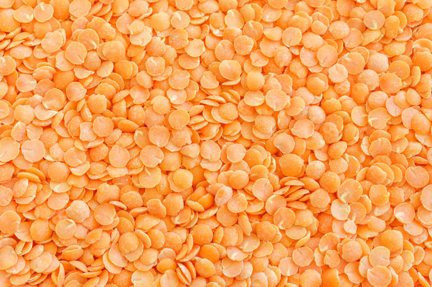 Grains of red raw lentils macro. - 写真・画像