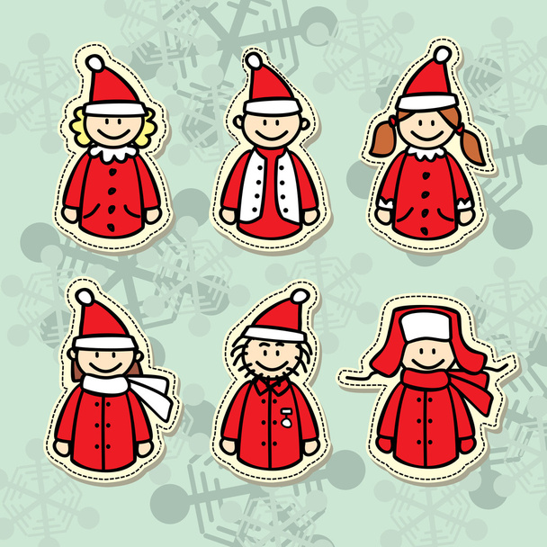 Funny santa claus stickers - Vector, Imagen