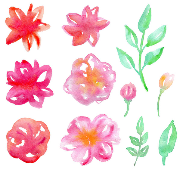 Pink watercolor flowers - Фото, зображення