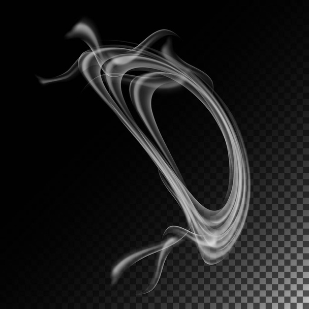 現実的なタバコ煙の波ベクトル。抽象的な透明な煙白い湯気。煙リング. - ベクター画像