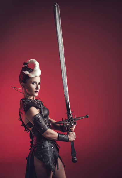 Beautiful warrior woman. Fantasy fighter. - Photo, Image