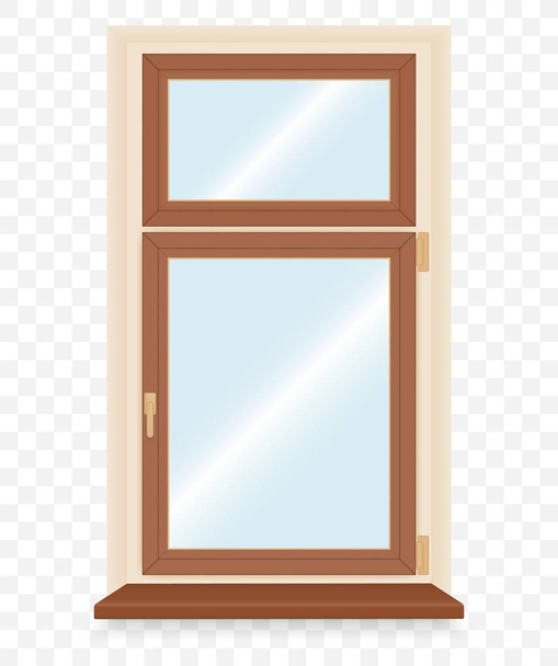Реалистичное деревянное пластиковое окно. Векторная иллюстрация
. - Вектор,изображение