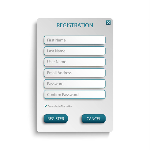 Register web screen with atypical buttons template - Vektor, Bild