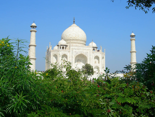 Iconische beeld van de Taj Mahal mausoleum - Foto, afbeelding