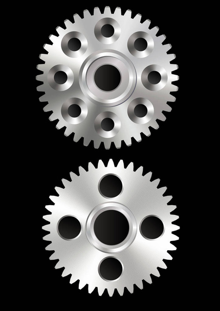 металлические шестерни, изолированные на черном
 - Вектор,изображение
