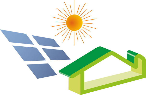 DWELLING USING SOLAR PANELS FOR ITS NEEDS - Vector, Image