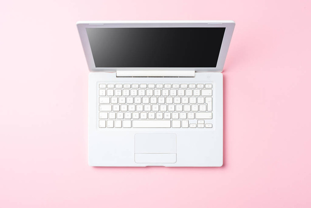 Technology background with modern white computer - 写真・画像