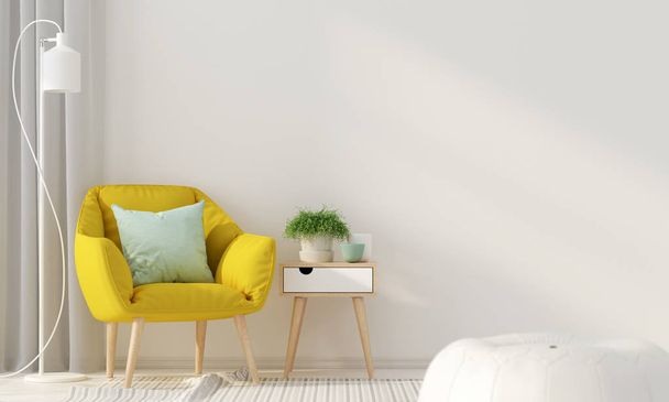 室内装饰和一个黄色的扶手椅 - Fotografie, Obrázek