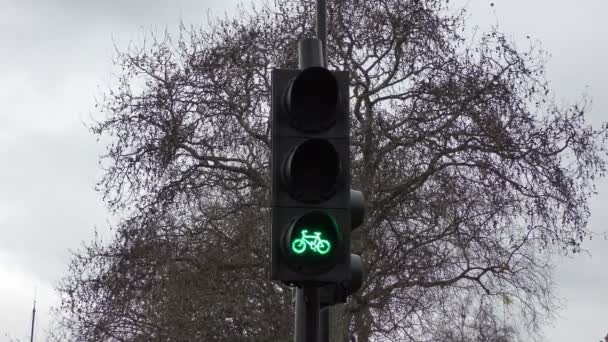 Sygnalizacja świetlna dla rowerzystów. - Materiał filmowy, wideo