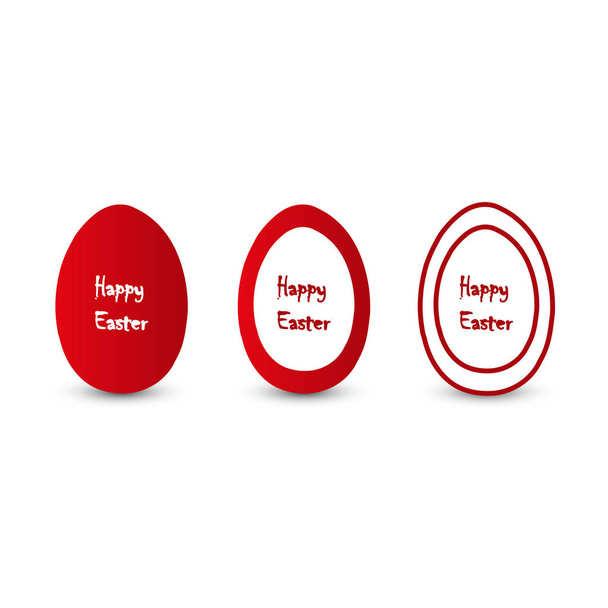 赤い卵とハッピー イースター カード - ベクター画像