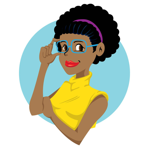 Beautiful afro-descendant young woman and charismatic, intelligent, successful. Ideal for promotional and educational materials - Vector, Image