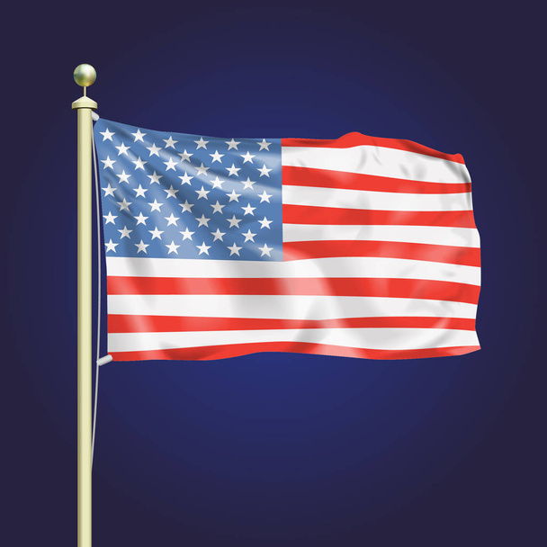 Vector Realistic United States Flag - Vector, Image