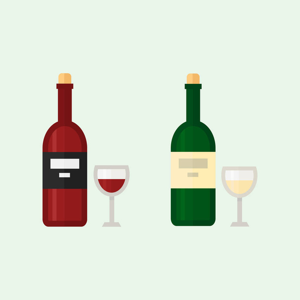 Alcohol drinks beverages cocktail whiskey drink bottle lager refreshment container and menu drunk concep different bottle and glasses vector illustration. - Vector, Image