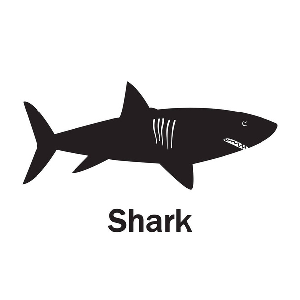Shark black symbol on the white text - Вектор, зображення