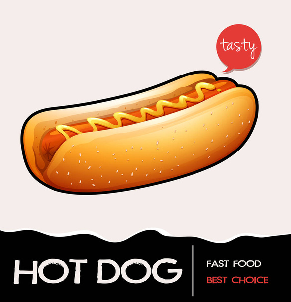 Poster mit Hotdog mit Senf - Vektor, Bild