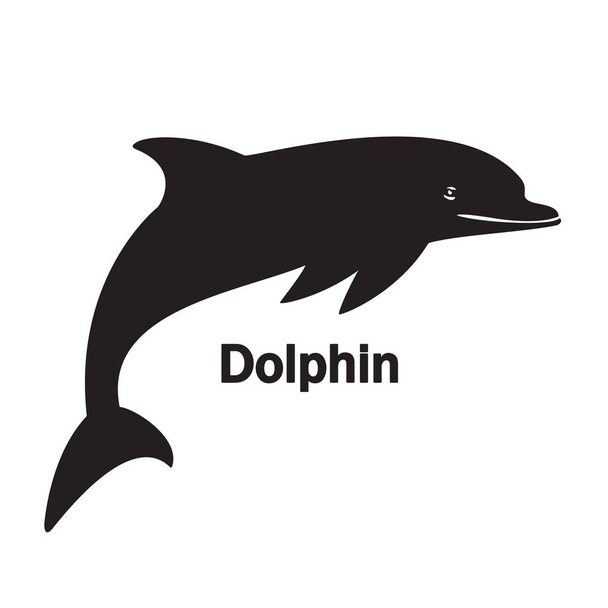 silhouette dolphin on the white background black text - Vektor, obrázek