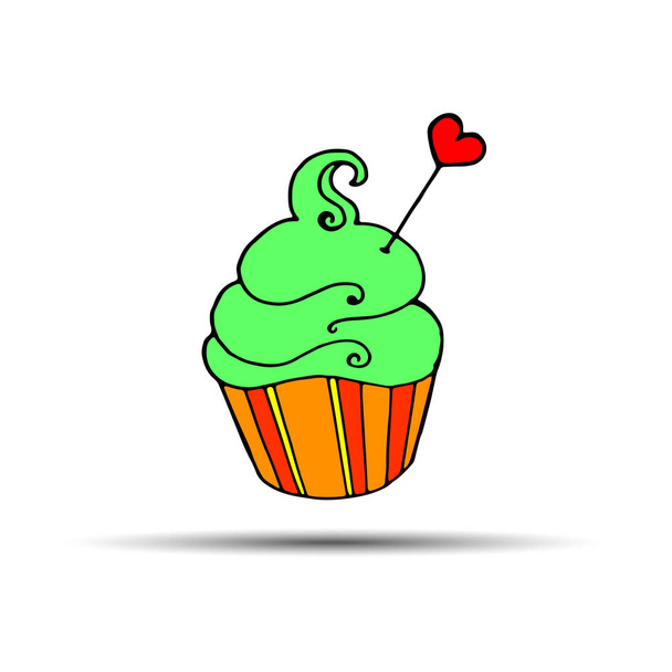 cake sweet birthday cupcake delicious cream food vector dessert - Vetor, Imagem