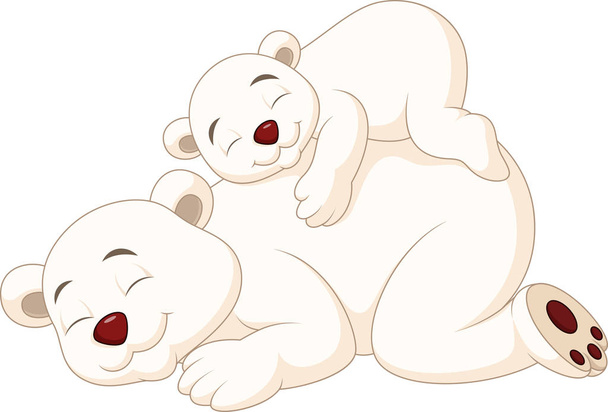 Мультяшна мати і дитина полярний ведмідь спить
 - Вектор, зображення