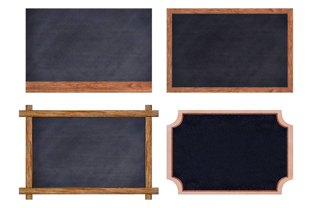 Tafelholzrahmen-Kollektion mit schwarzer Oberfläche für Hinweisschilder. - Foto, Bild