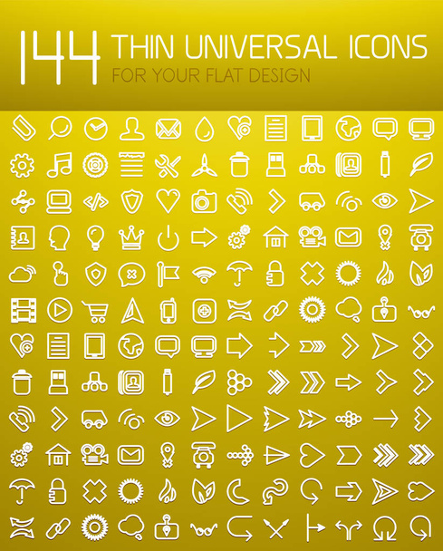 Mega collection of 144 thin line flat design internet icons - Vektori, kuva