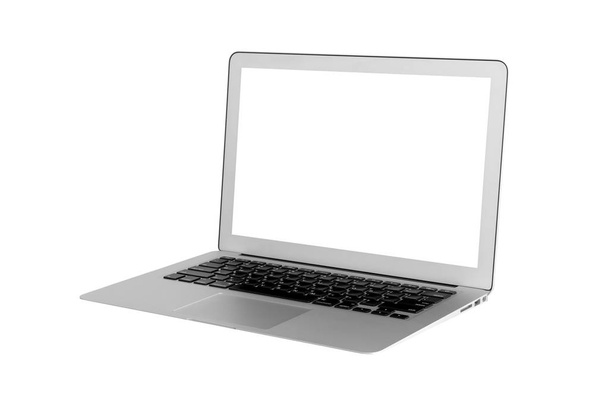Smart modern laptop with blank white screen isolated on backgroud - Fotó, kép