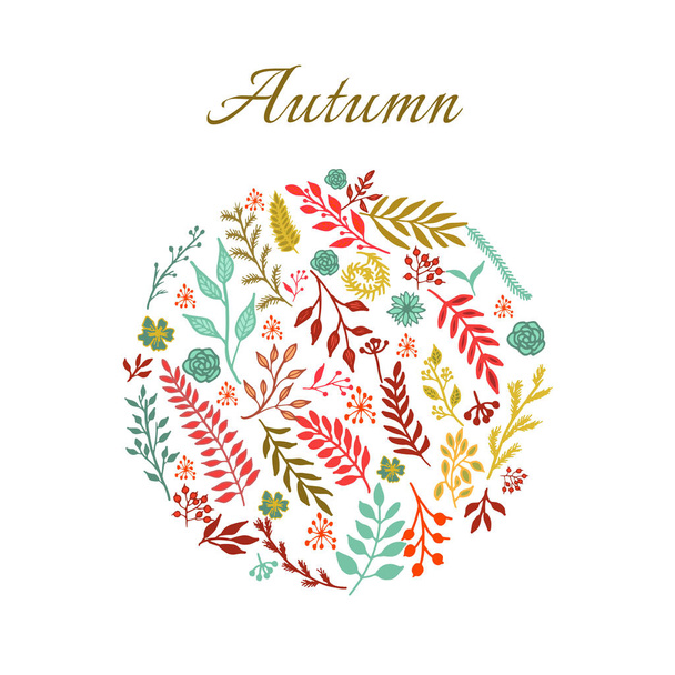 Autumn round floral pattern - Vettoriali, immagini