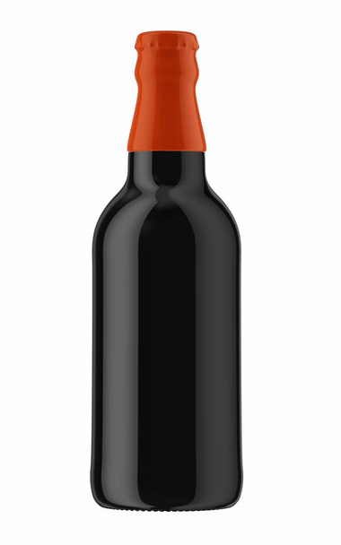 orange top on black bottle of beer - Fotó, kép