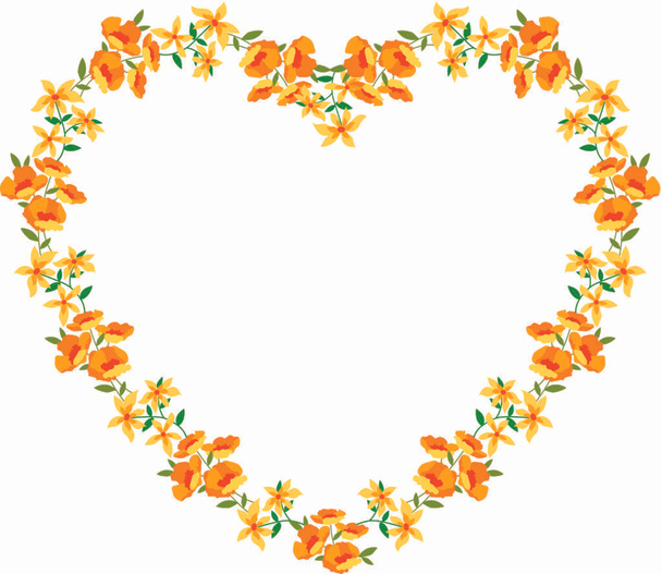 Minimalistische floral hart frame  - Vector, afbeelding
