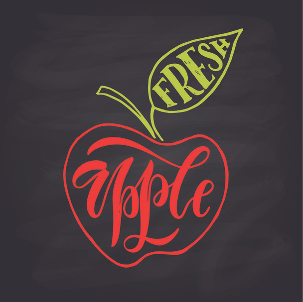 apple lettering typography - Vector, Image
