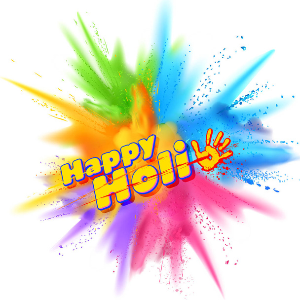 Взрыв порошкового цвета для Happy Holi Background
 - Вектор,изображение