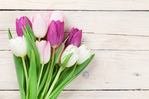 Цветной букет тюльпанов
 - Фото, изображение