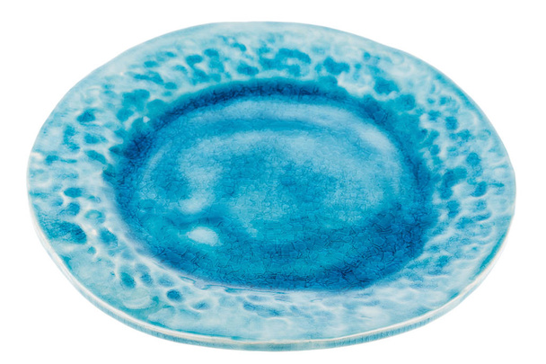 Blue handmade pottery plate - 写真・画像